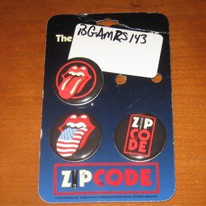 3 Vintage Rolling Stones Zip Code Pinback Buttons